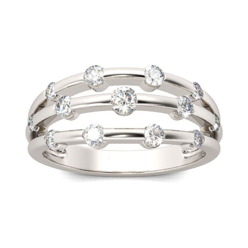 Split Shank Round Cut Sterling Silver Women's Band-JE-Juri Elle