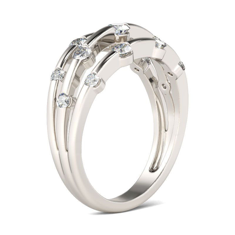 Split Shank Round Cut Sterling Silver Women's Band-JE-Juri Elle