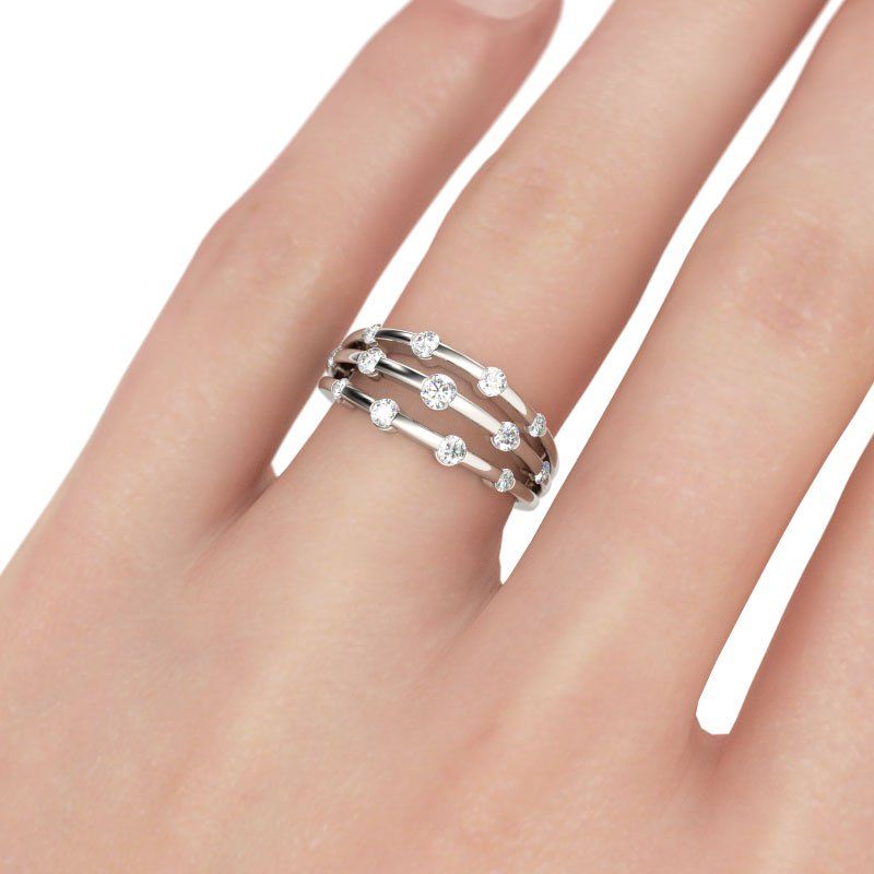 Split Shank Round Cut Sterling Silver Women's Band-JE-Juri Elle
