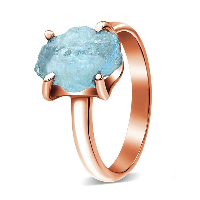 Raw Crystal Ring - Aquamarine-MM-Juri Elle