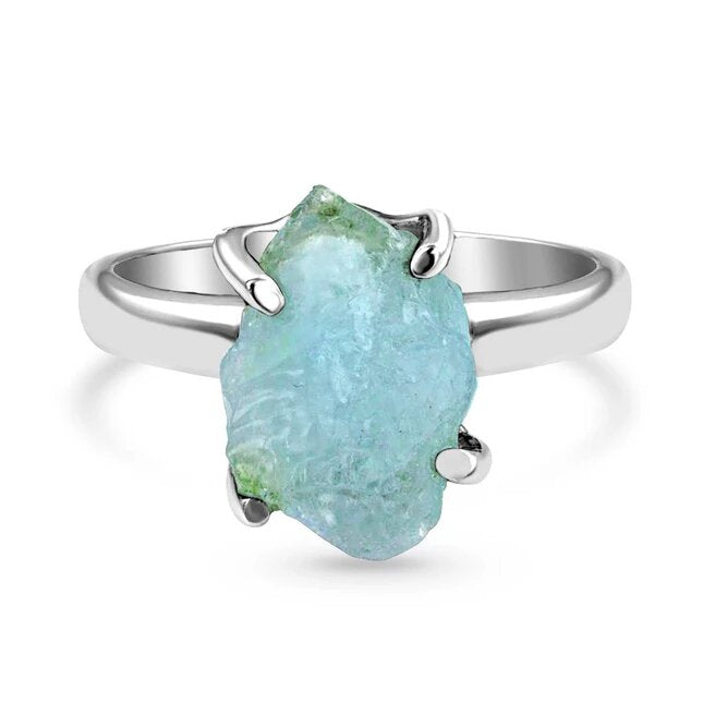 Raw Crystal Ring - Aquamarine-MM-Juri Elle