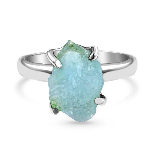 Raw Crystal Ring - Aquamarine-MM-Juri Elle