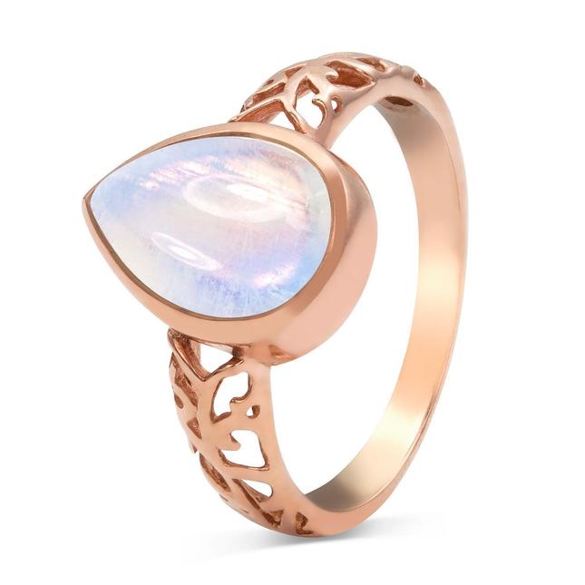 Moonstone Ring - Ornamented Teardrop-MM-Juri Elle