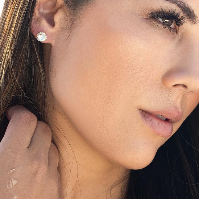 Moonstone Earrings - Venus Studs-MM-Juri Elle