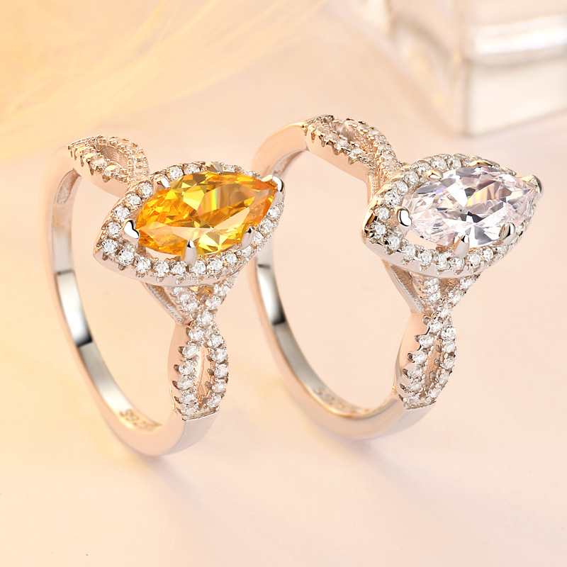 Halo Marquise Cut Sterling Silver Ring-TL-Juri Elle