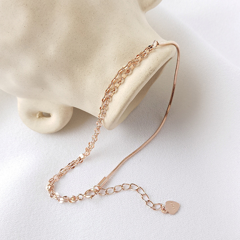 Classic Elegant Sterling Silver Plated Rose Gold Bracelet