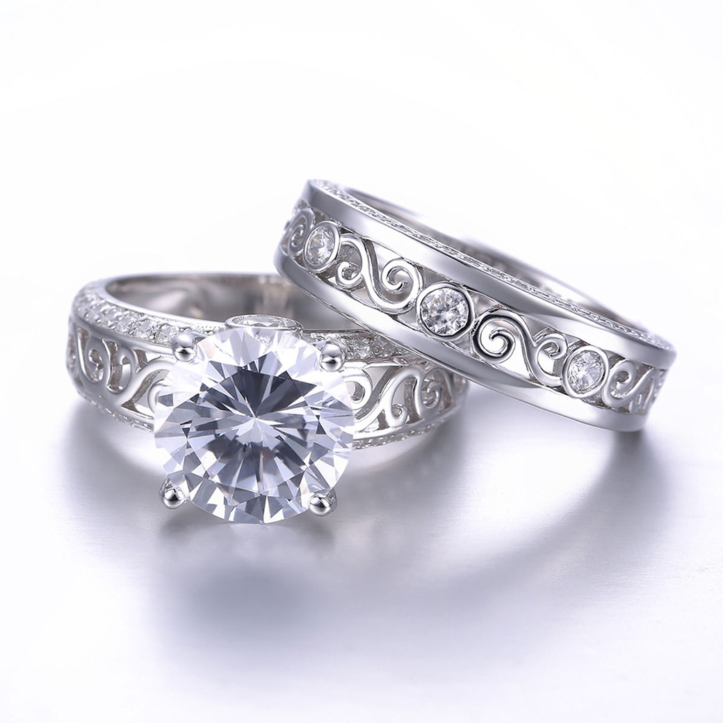 Shiny Round Cut Sterling Silver Ring-ZX-Juri Elle