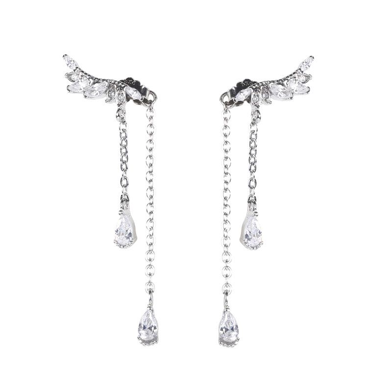 Wing Design Sterling Silver Earring Drops-JE-Juri Elle