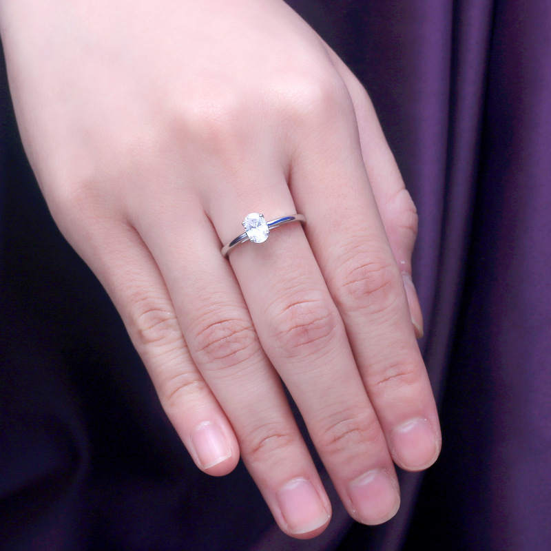 Solitaire Oval Cut Sterling Silver Ring-TL-Juri Elle