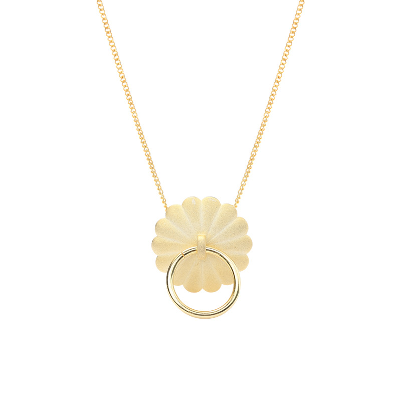 Petal Circle Sterling Silver Plated Gold Necklace