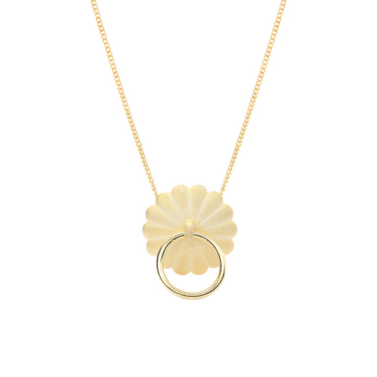 Petal Circle Sterling Silver Plated Gold Necklace