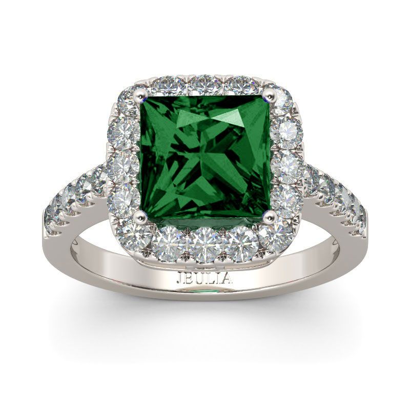 Halo Princess Cut Sterling Silver Ring-JE-Juri Elle