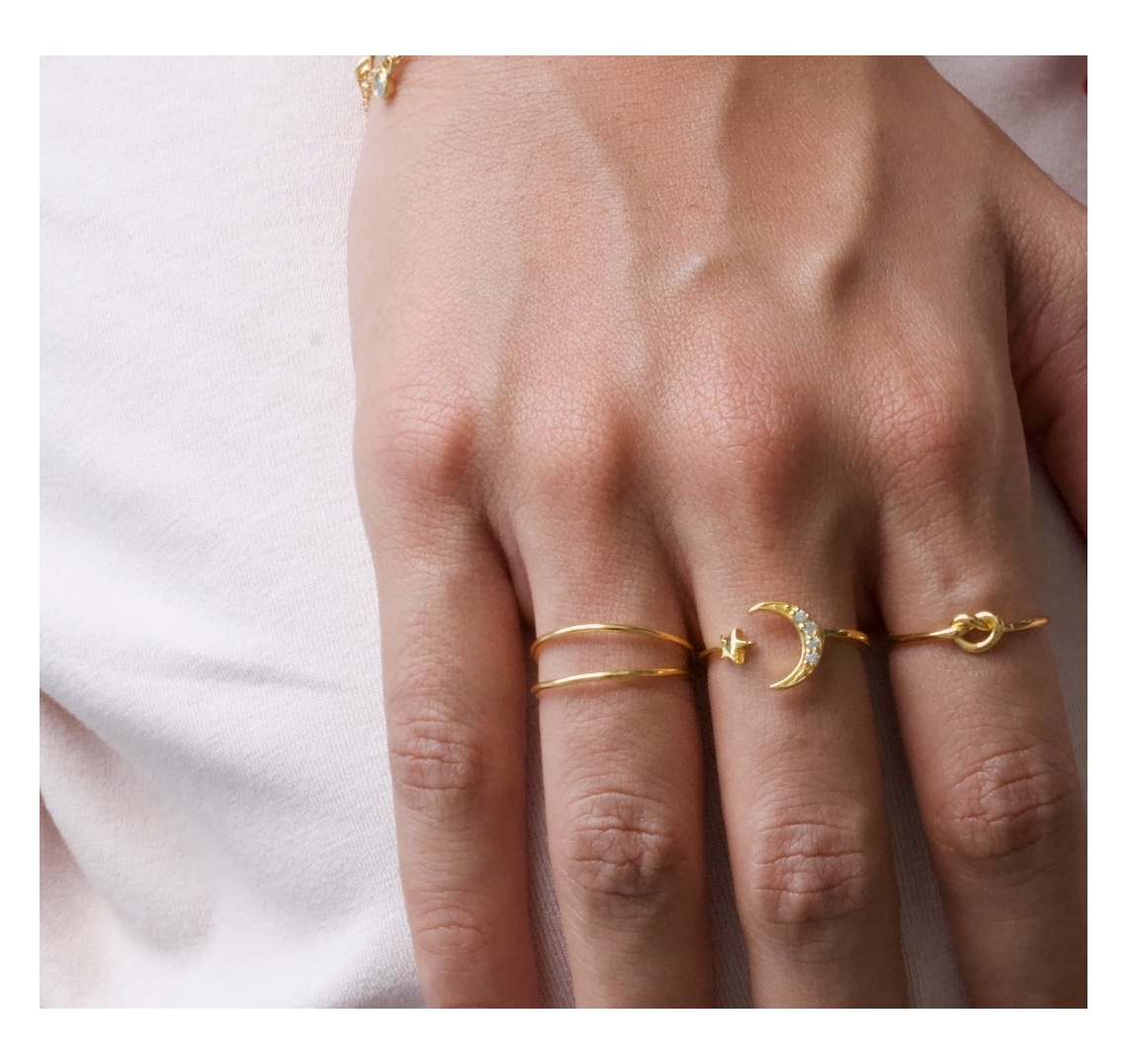 Moon Star Ring Gold-J&CO-Juri Elle