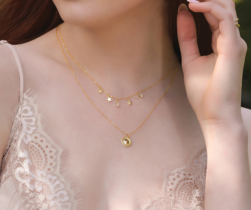 Glossy Round Sterling Silver Plated Gold Necklace