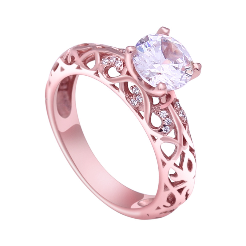 Rose Gold Round Cut Sterling Silver Ring-TL-Juri Elle