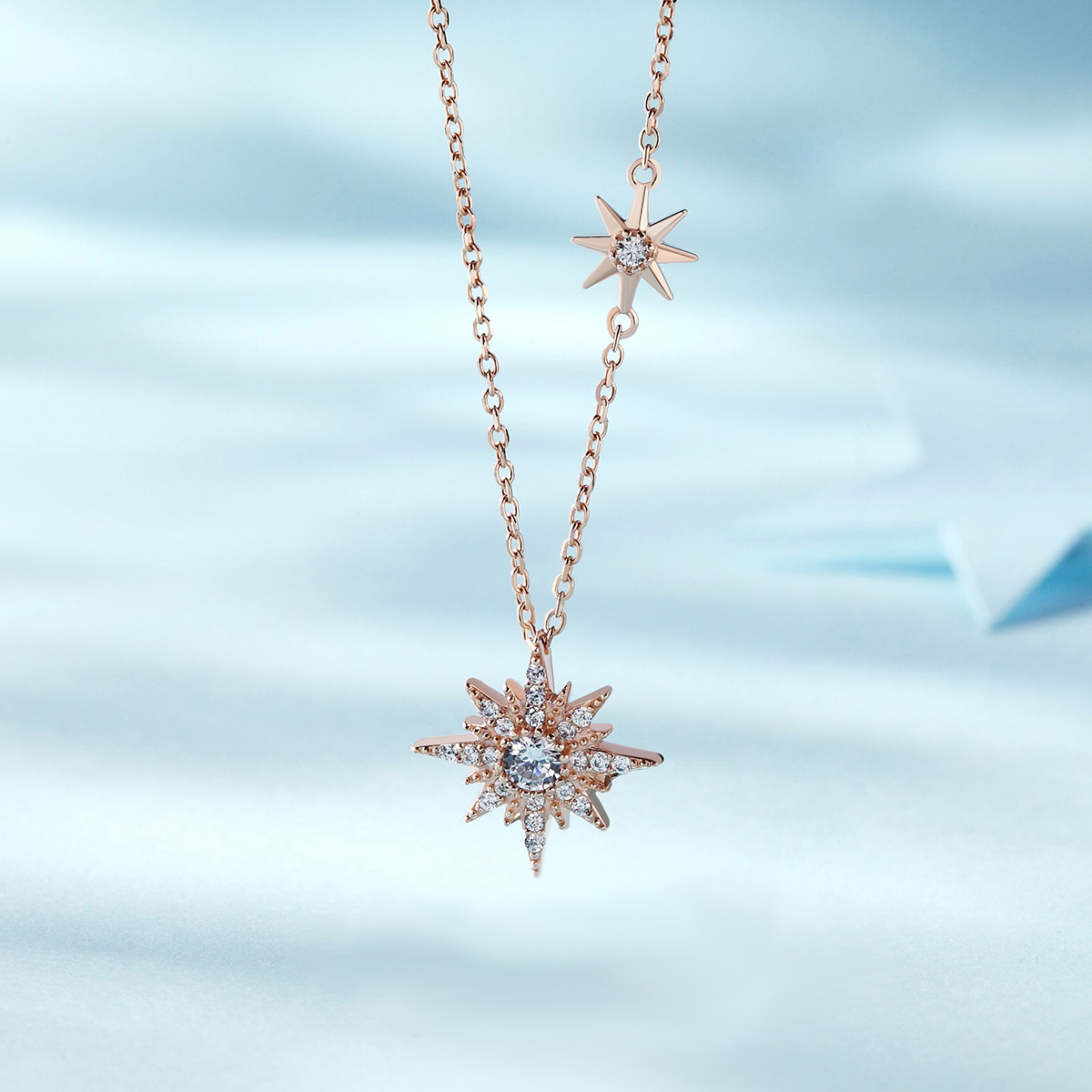 Meteor Round Cut Sterling Silver Necklace