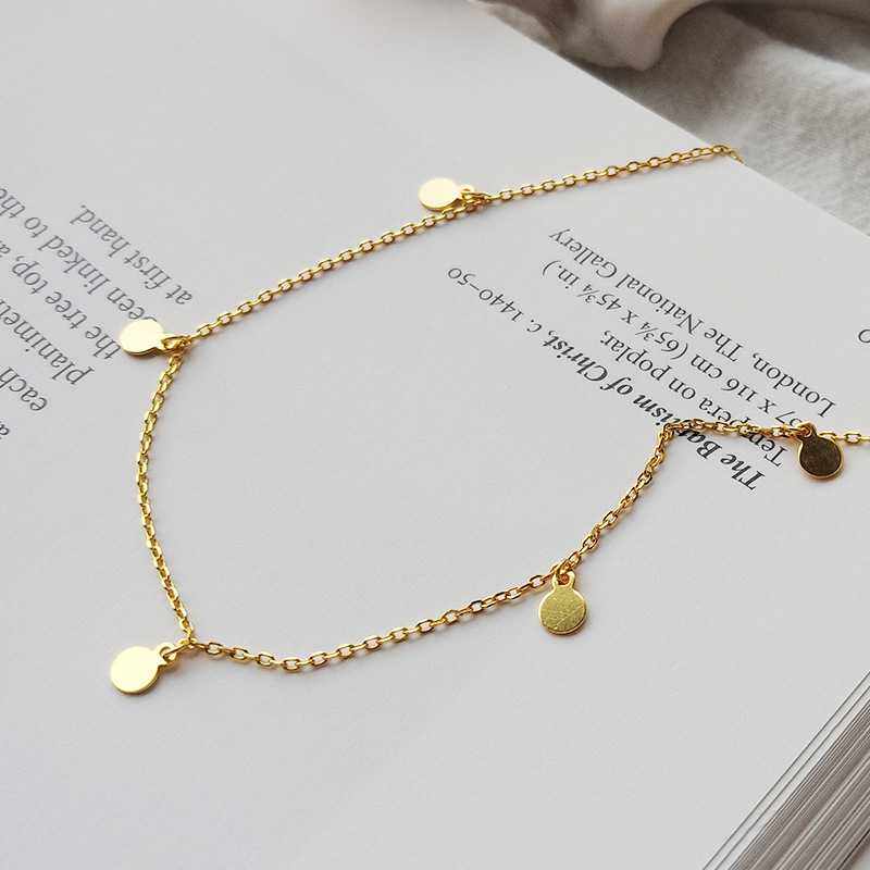 Classic Wafer Sterling Silver Plated Gold Necklace