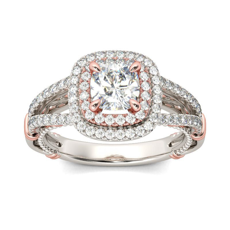 Double Halo Cushion Cut Sterling Silver Ring-JE-Juri Elle