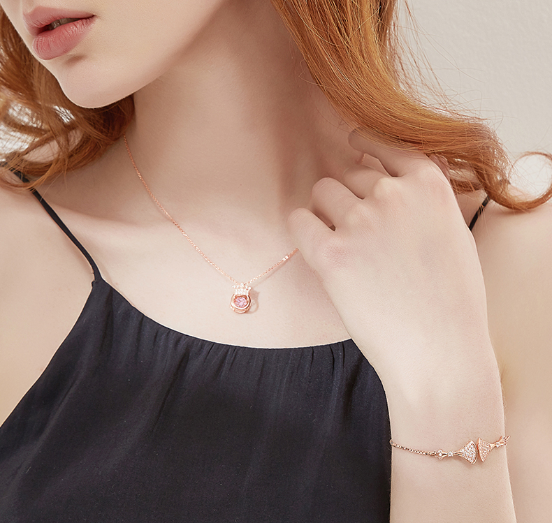 Dance Heart Round Cut Sterling Silver Necklace