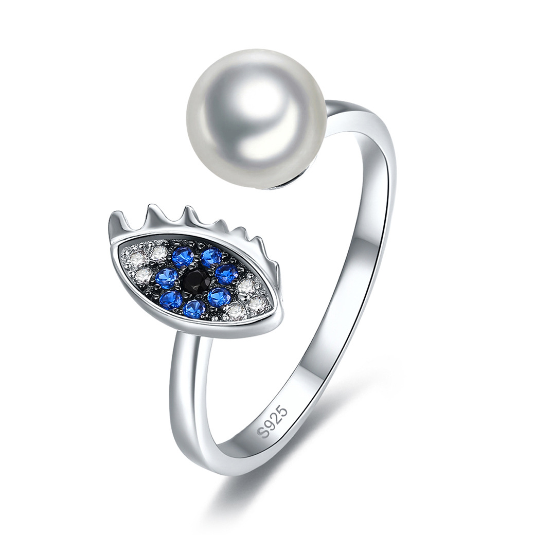 Pearl Round Cut Sterling Silver Ring-ZX-Juri Elle