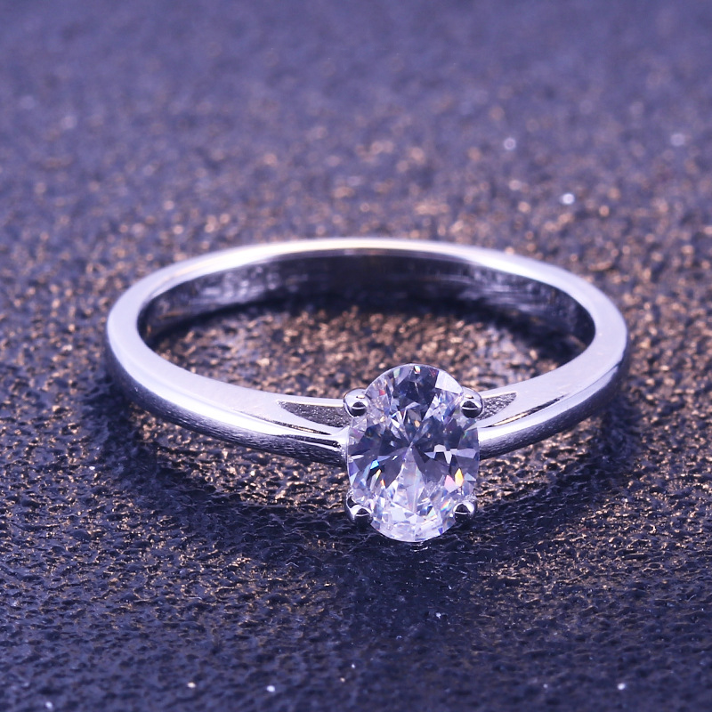 Solitaire Oval Cut Sterling Silver Ring-TL-Juri Elle