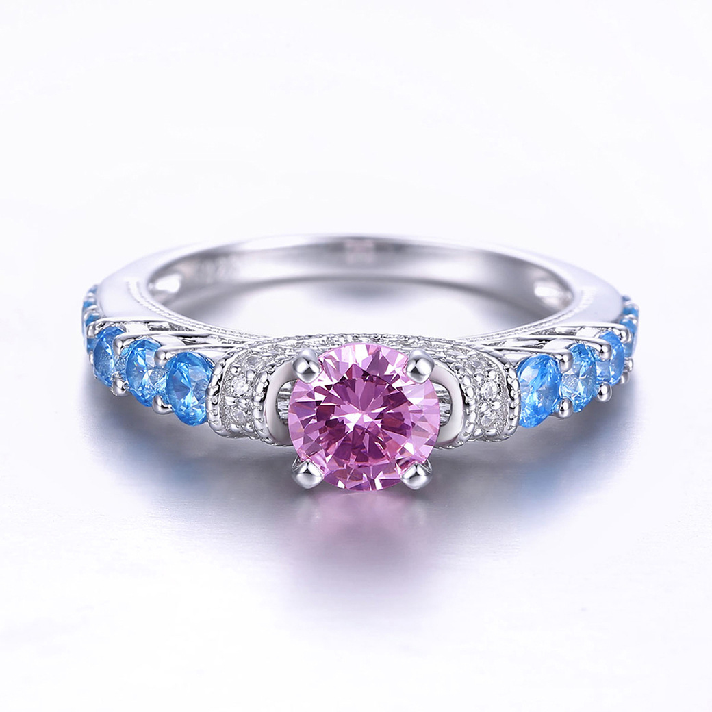 Fairy Round Cut Sterling Silver Ring-ZX-Juri Elle