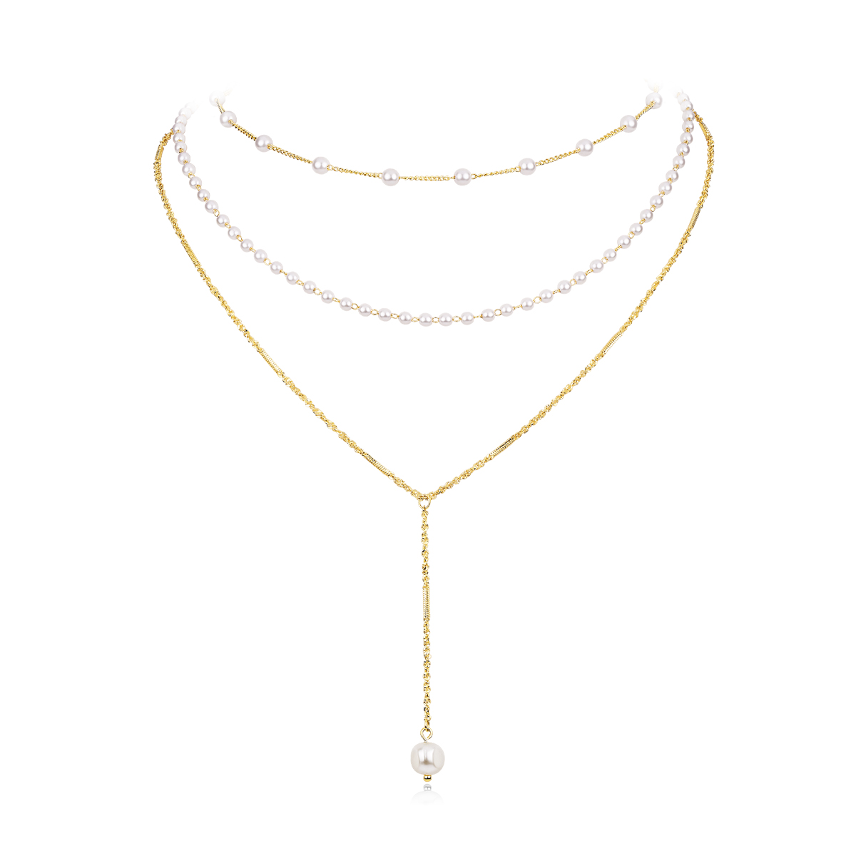 Dance Adventure Pearls Combination Plated 14K Gold Necklace