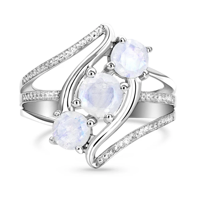 Moonstone Ring - Triple Lights-MM-Juri Elle