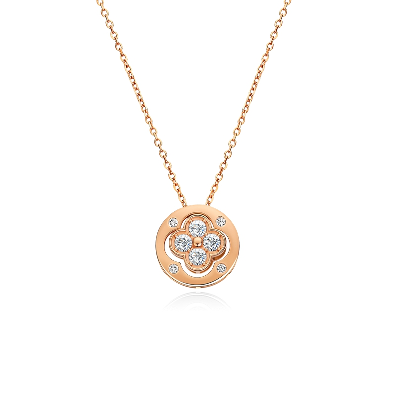 Happiness Password Round Cut Sterling Silver Necklace