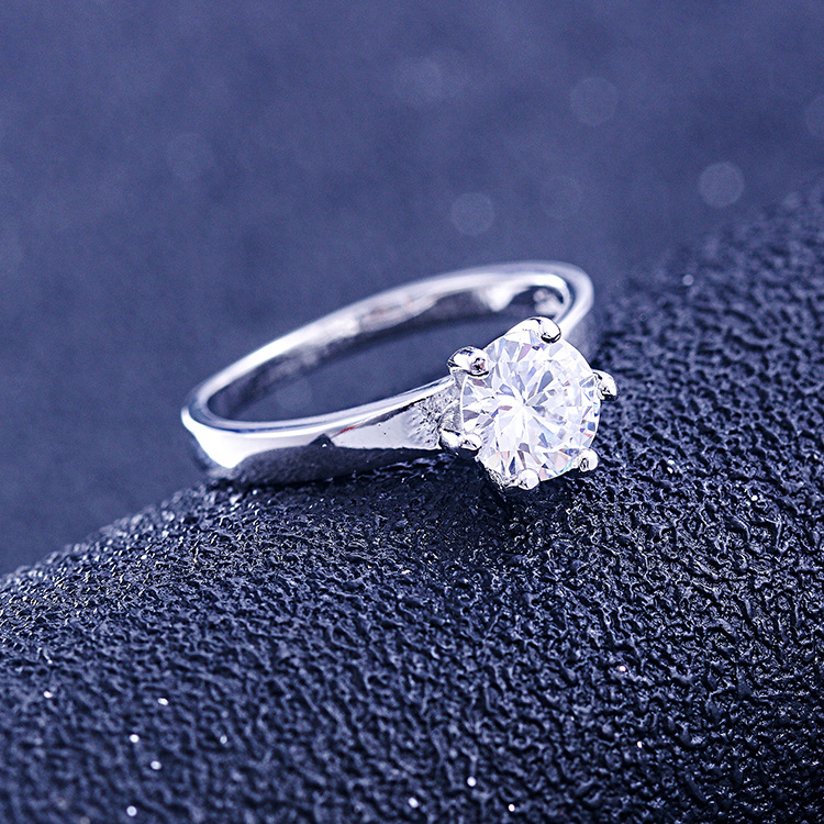 Solitaire Round Cut Sterling Silver Ring-TL-Juri Elle