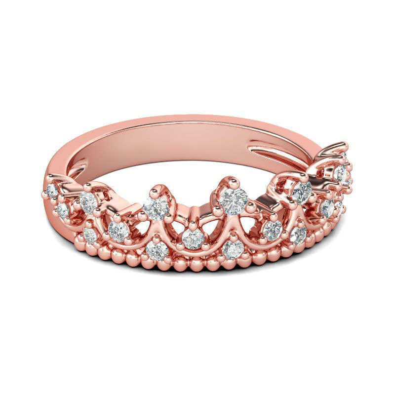 Rose Gold Tone Crown Sterling Silver Ring-JE-Juri Elle