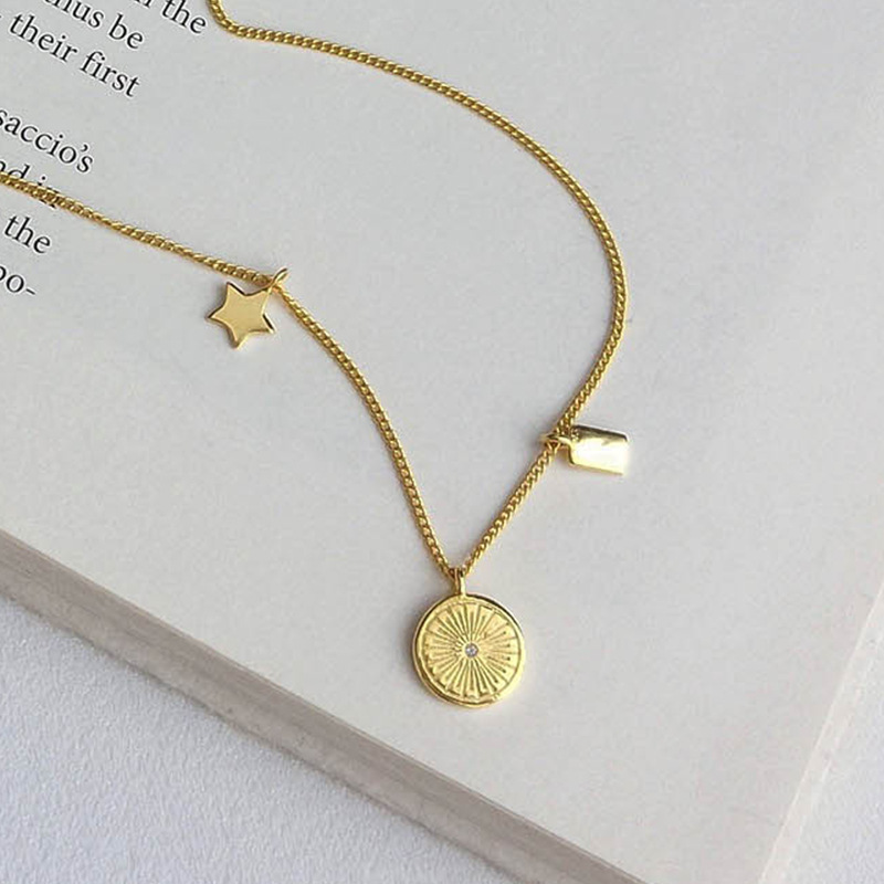 Guard Galaxy Sterling Silver Plated Gold Necklace