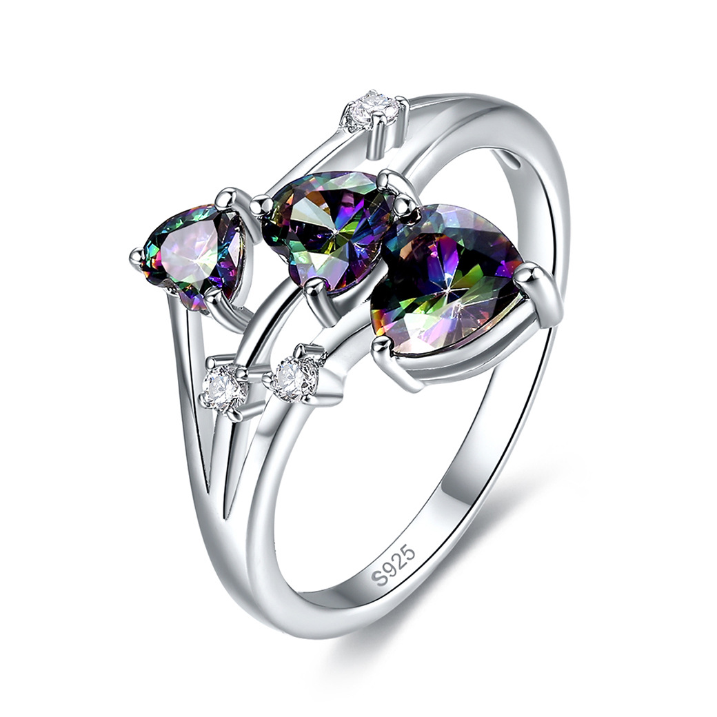 Three Heart Cut Sterling Silver Ring-ZX-Juri Elle