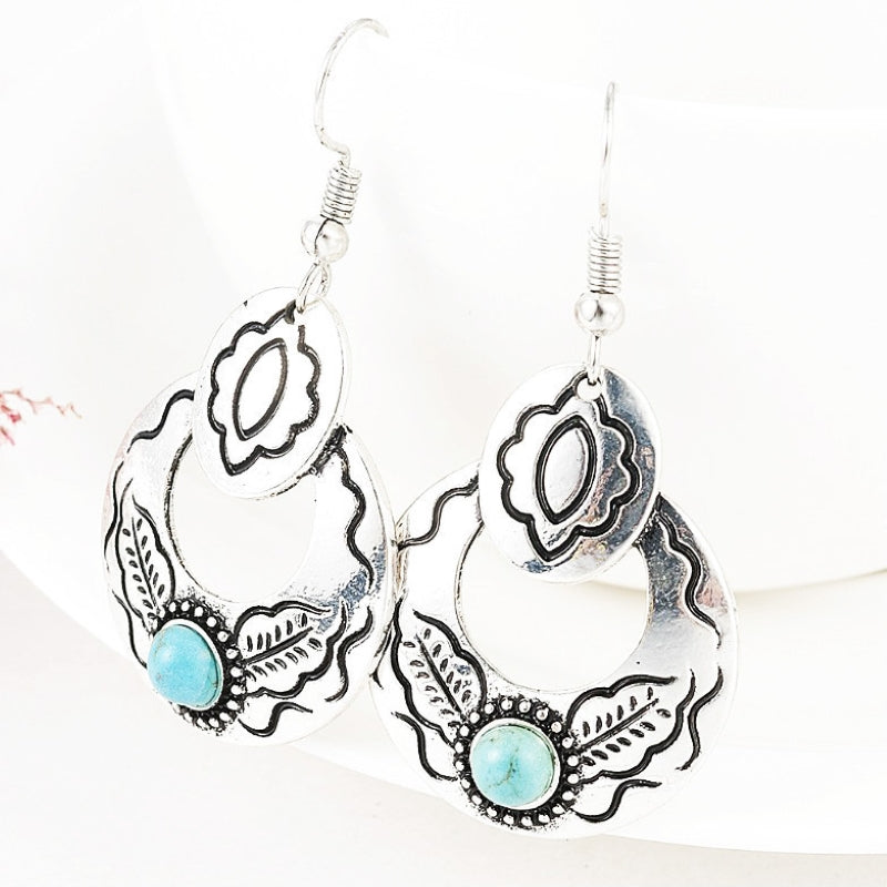 Bohemian Floral Leaf Drop Earrings