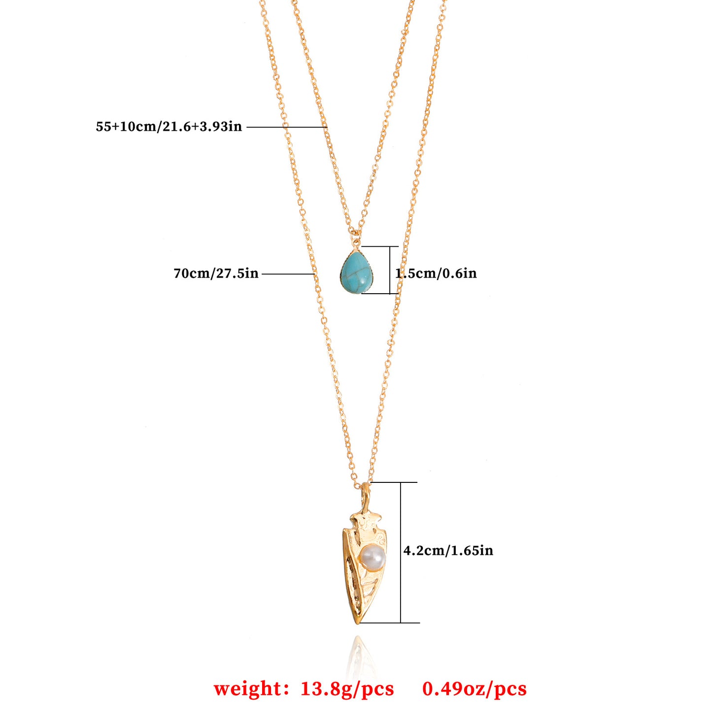 Collier Bohème Bouclier Géométrique Bleu Turquoise