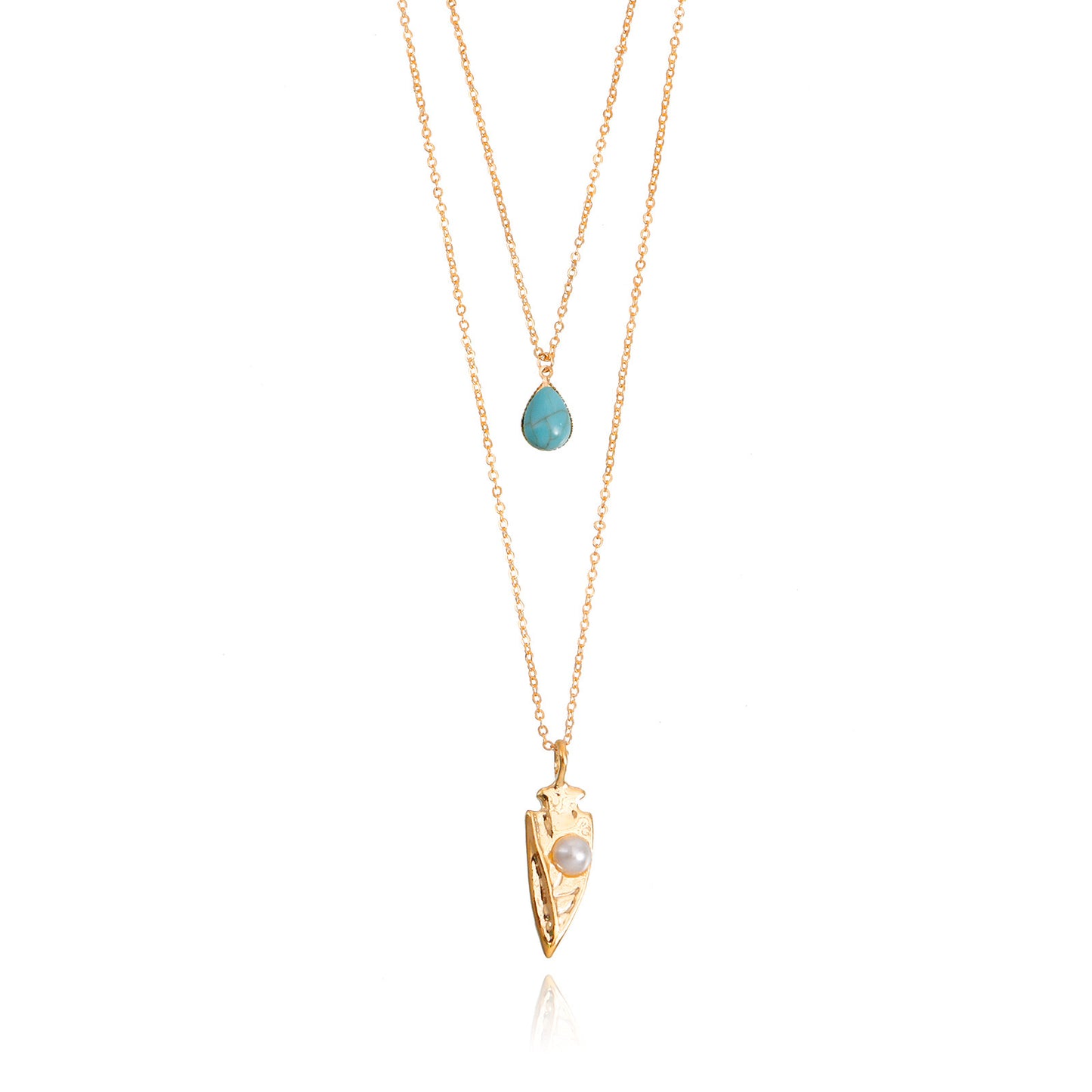 Collier Bohème Bouclier Géométrique Bleu Turquoise