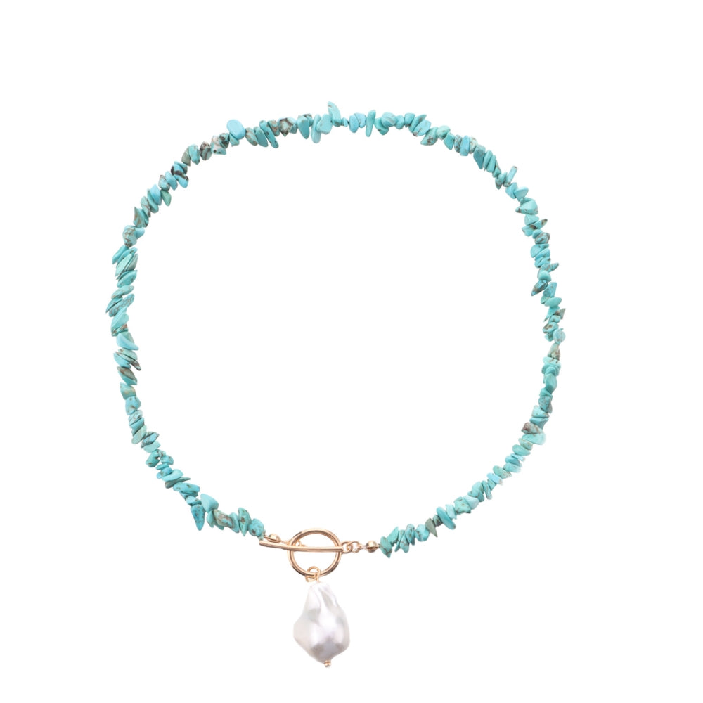 Bohemian Large Shaped Pearl OT Buckle Necklace