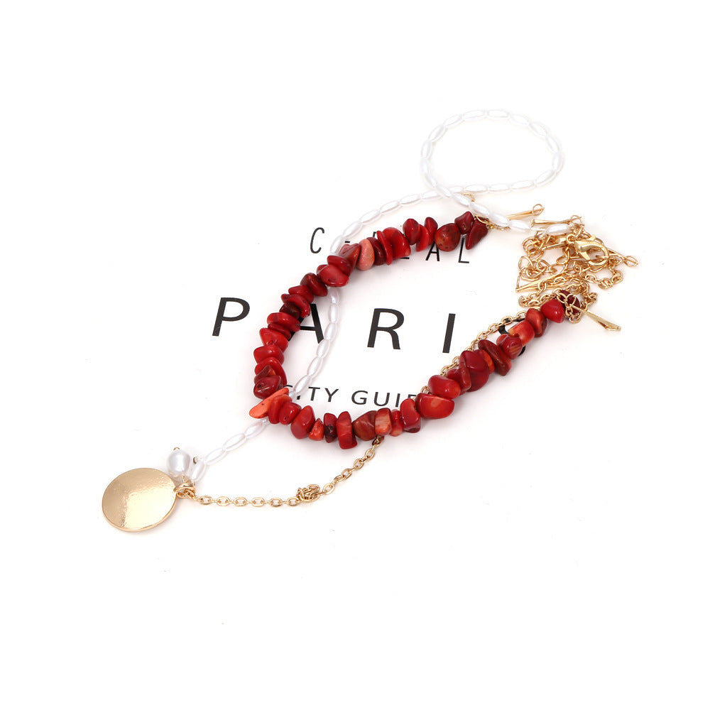 Bohemian Multilayered Clavicle Chain With Crushed Stone