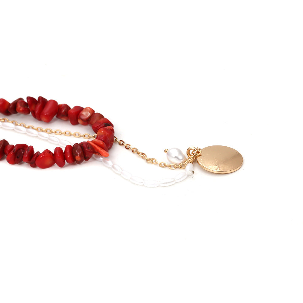 Bohemian Multilayered Clavicle Chain With Crushed Stone