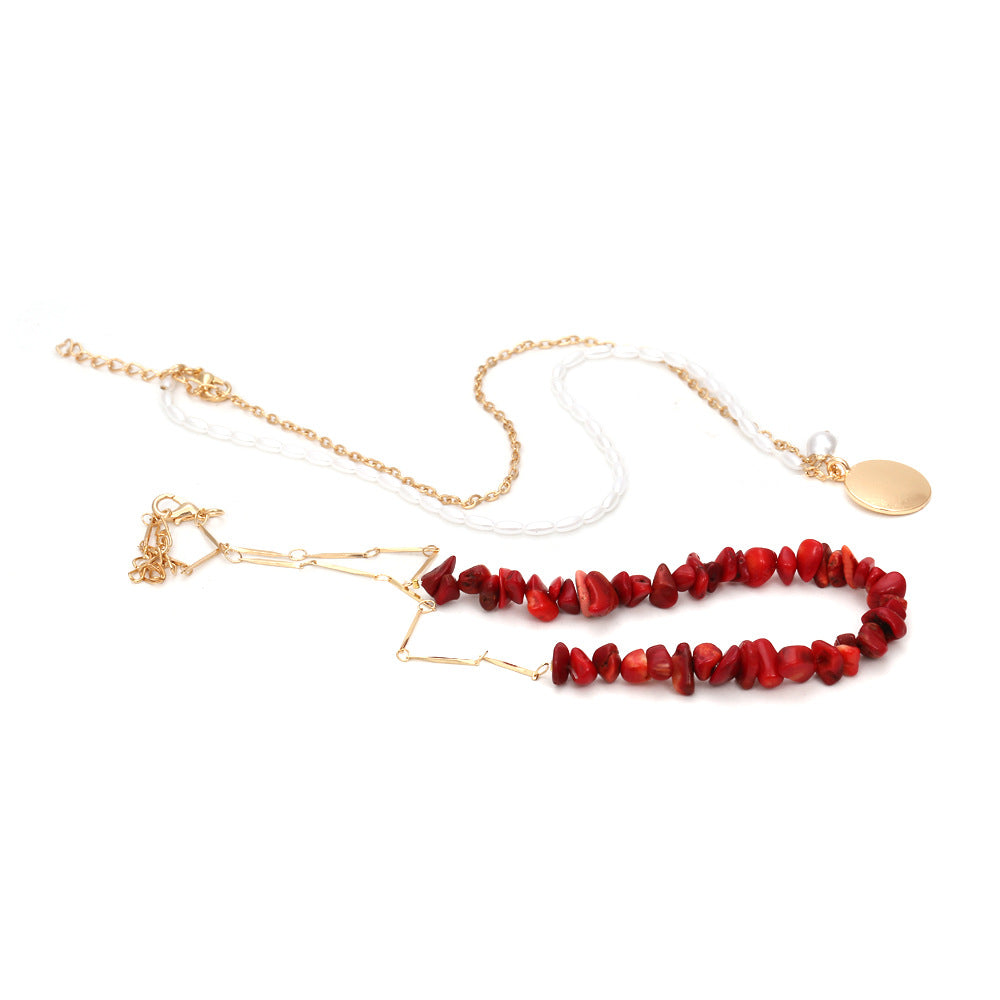 Bohemian Multilayered Clavicle Chain With Crushed Stone