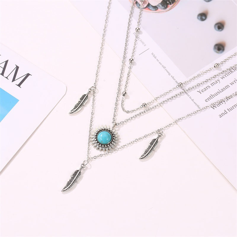 Bohemian Sunflower Leaf Pendant