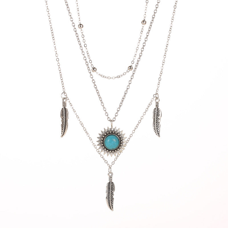 Bohemian Sunflower Leaf Pendant