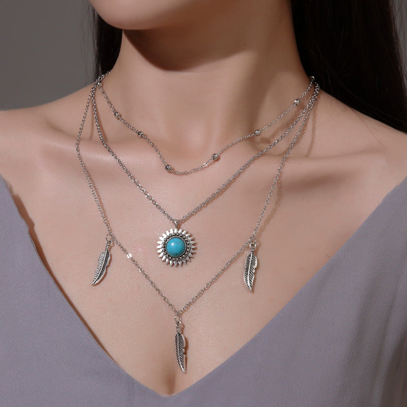 Bohemian Sunflower Leaf Pendant