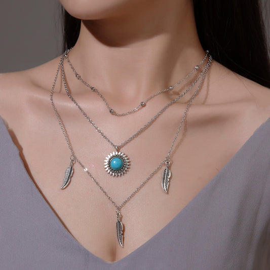 Bohemian Sunflower Leaf Pendant
