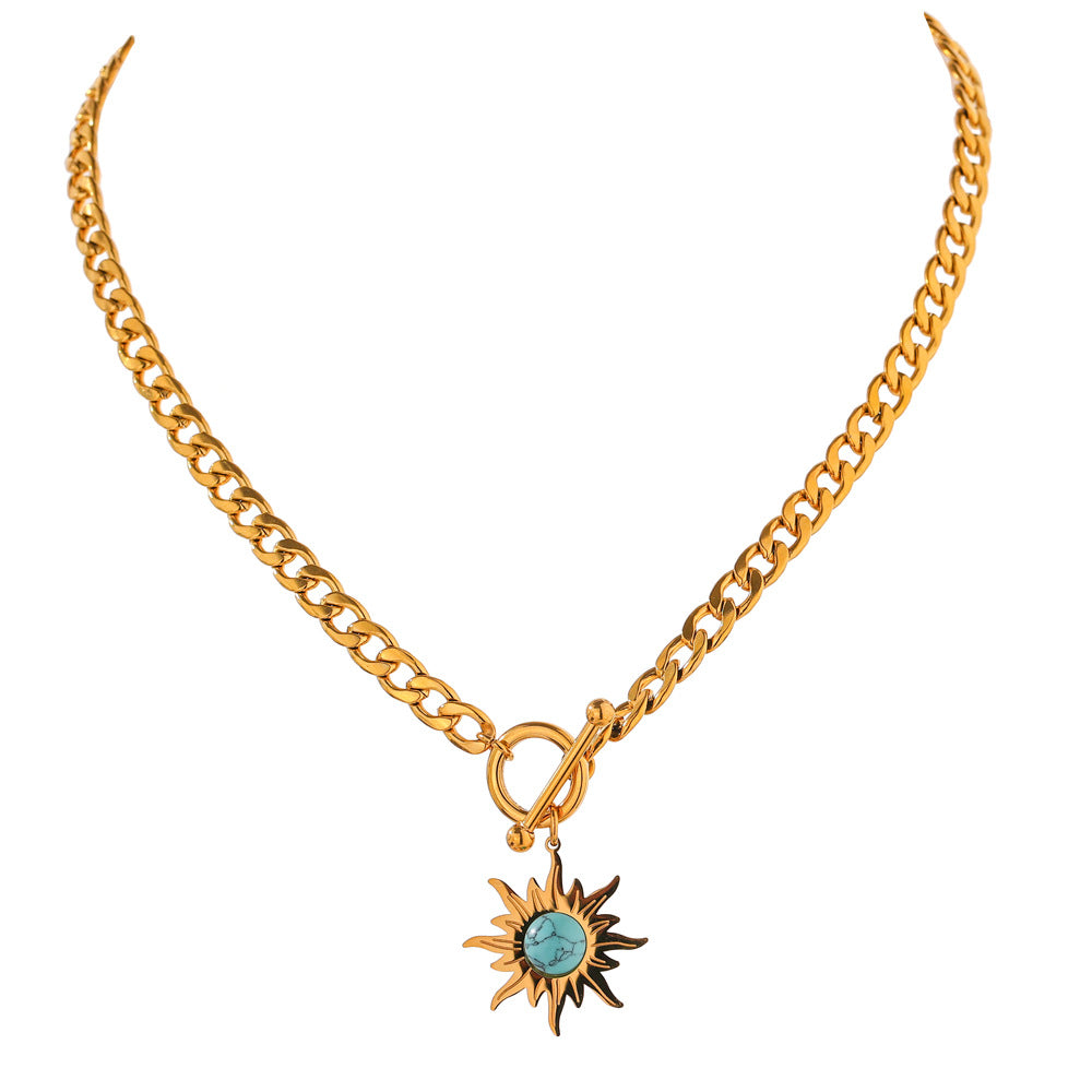 Bohemian Sunflower Turquoise Pendant