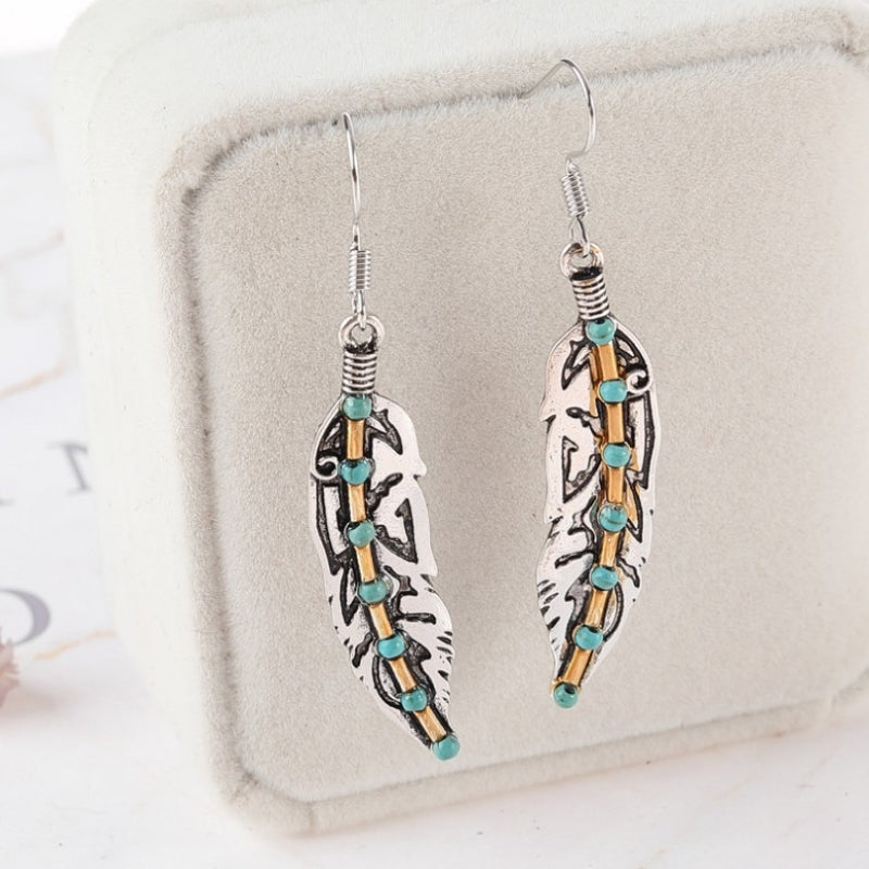 Bohemian Turquoise Feather Earrings