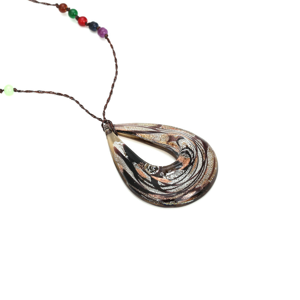 Bohemian Water Drop Shaped Glass Necklace