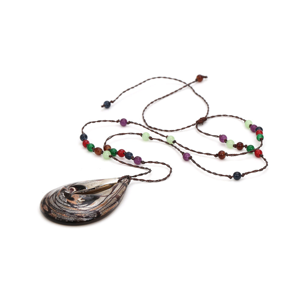 Bohemian Water Drop Shaped Glass Necklace
