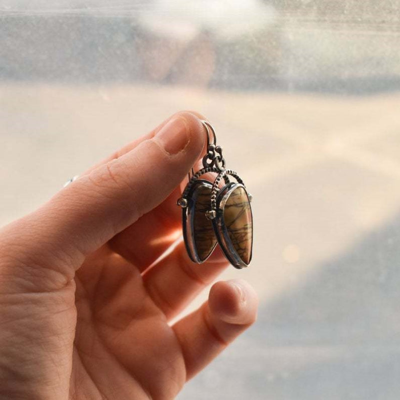Bohemian Water Drop Yellow Tiger Stone Drop Earrings