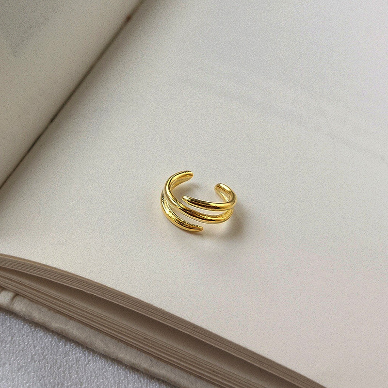Irregular Lines Sterling Silver Plated Gold Ear Clip